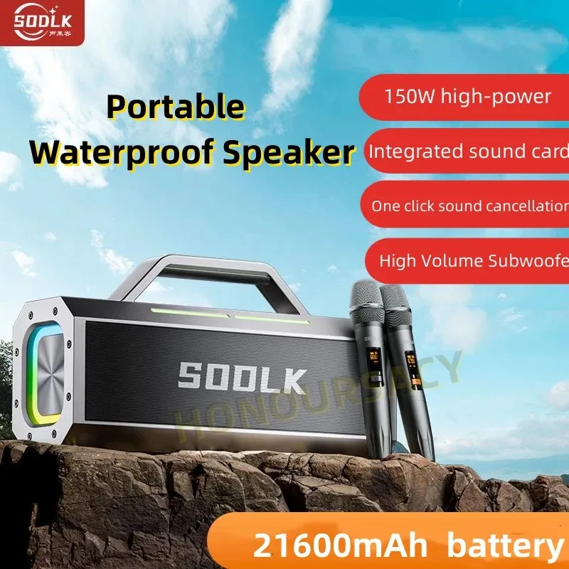 

HiFi Surround Sound High Power Portable SODLK Bluetooth Speaker Rechargeable Subwoofer Karaoke Sound Box Caixa De Som with Mic