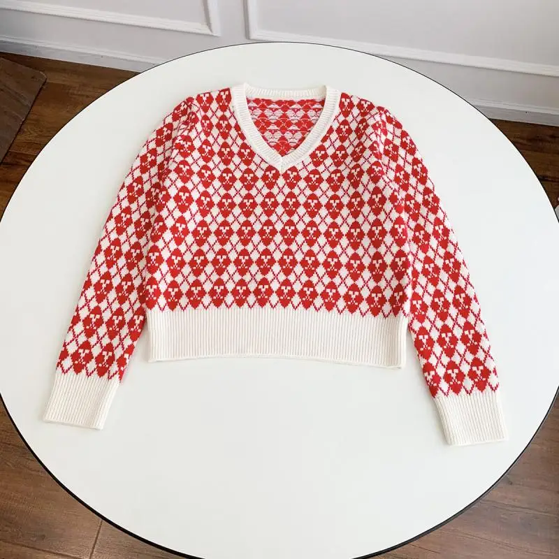 Christmas New Year Red Jacquard Wool Blended V-Neck Casual Pullovers 2022 Winter Fashion Women Long Sleeve Sweaters
Christmas New Year Red Jacquard Wool Blended V-Neck Casual Pullovers 2022 Winter Fashion Women Long Sleeve Sweaters