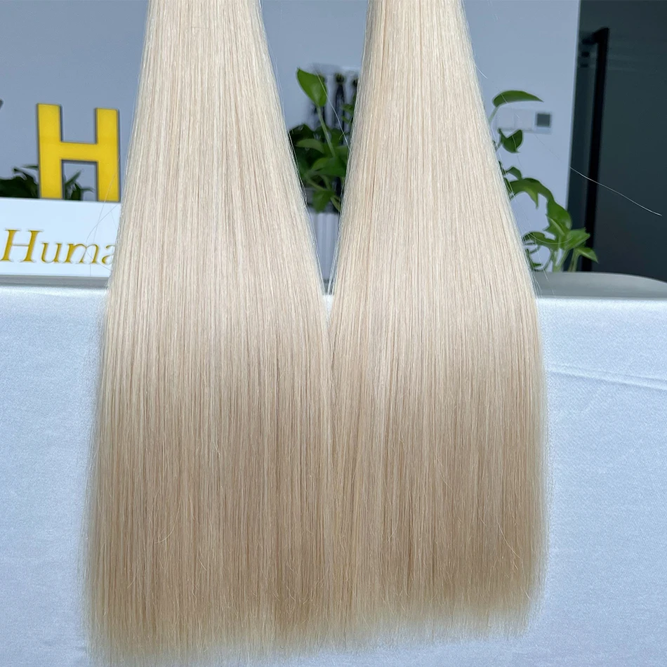 

10A Grade 613 Blonde Colored Bone Straight Double Drawn 100% Raw Human Hair Bundles 10-30inches Hair Weave Extensions For Women