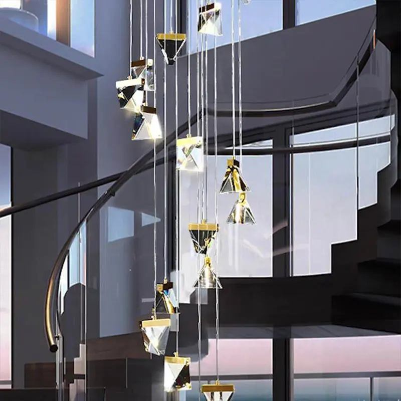 New The Polyhedral Cutting Graphics Shape Helix Home Hotel Geometric Brass Stairwell Chandeliers Lighting Crystal Pendant Lights 
New The Polyhedral Cutting Graphics Shape Helix Home Hotel Geometric Brass Stairwell Chandeliers Lighting Crystal Pendant Lights
