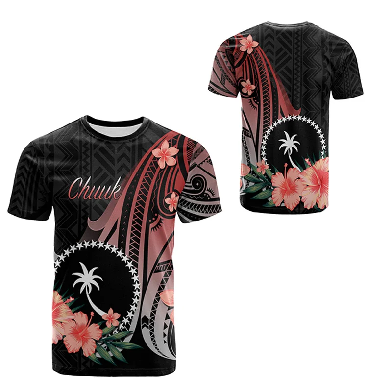 

3D Pohnpei Polynesian Culture Tribal Island Chuuk Tattoo Printing T Shirt Maori Tattoo Graphic T-shirts For Men Vintage Clothing