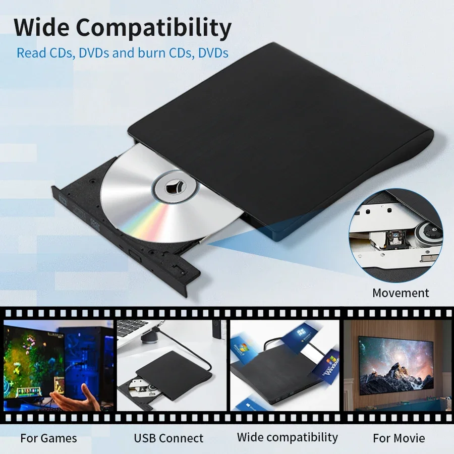 USB 3.0 Type-C DVD Burner 2-in-1 Slim External Recorder Portable CD-RW DVD-ROM Optical Drives Writer Reader Player For PC Laptop USB 3.0 Type-C DVD Burner 2-in-1 Slim External Recorder Portable CD-RW DVD-ROM Optical Drives Writer Reader Player For PC Laptop