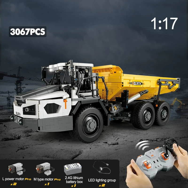 

Technical MOC Control Articulated Dump Truck Car RC Engineering Model 3067PCS Building Blocks Brick Puzzle Toys for Kids Gift