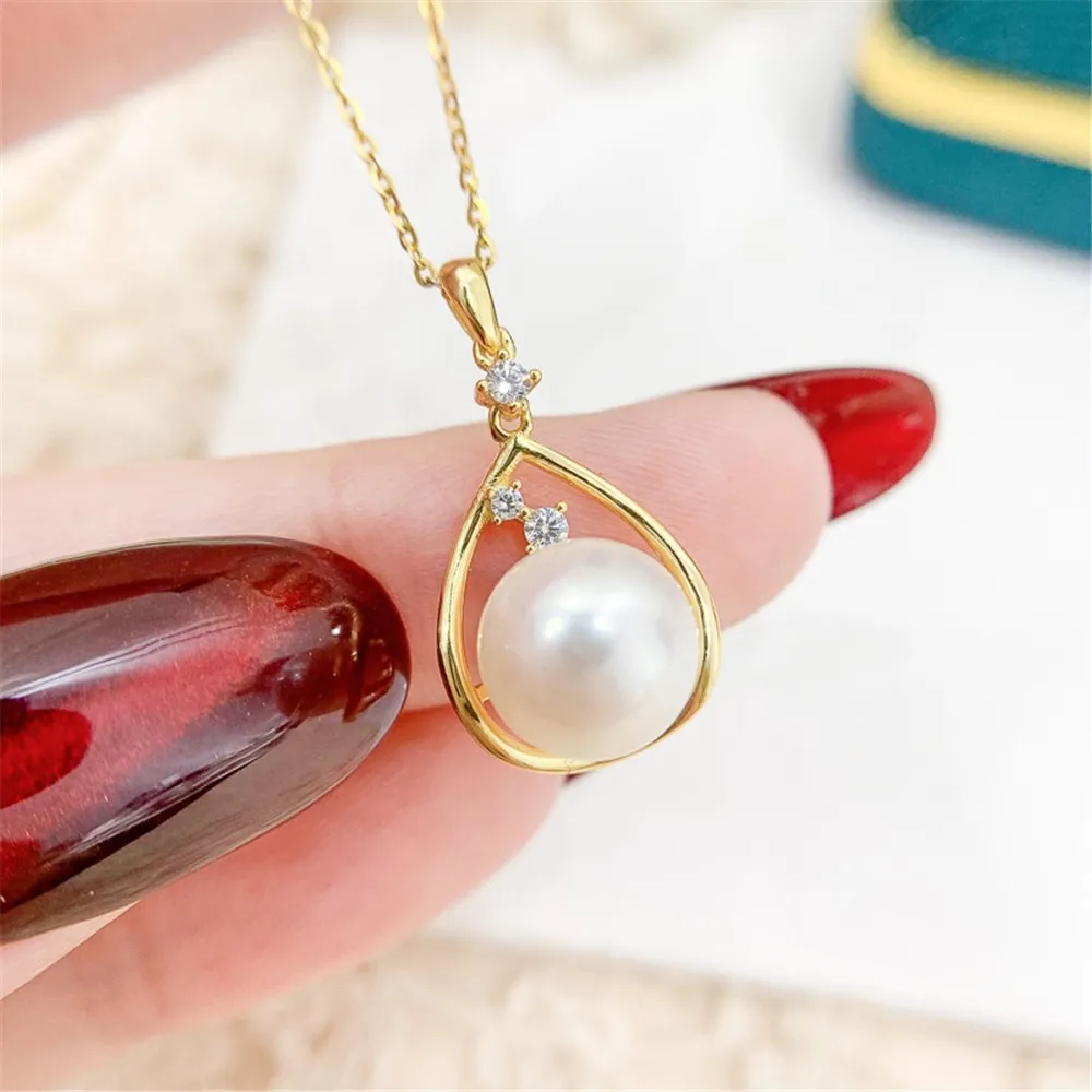 

DIY Pearl Accessories S925 Sterling Silver Pendant Empty Fashion Silver Necklace Pendant Fit 9-11mm Round Beads D417