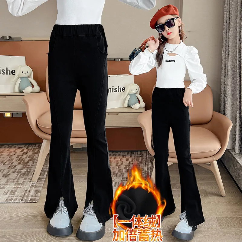 Girls Flared Trousers Split Pants Spring Autumn 2022 New style Children's Thin Black Girls Warm Pants
Girls Flared Trousers Split Pants Spring Autumn 2022 New style Children's Thin Black Girls Warm Pants