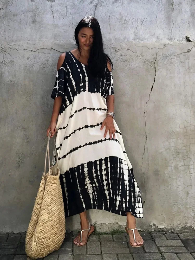 Open Shoulder Summer Long Dress Bohemian Vintage Halo Dyeing Robe Oversized Kaftan Holiday Fashion Sexy Pareos New
Open Shoulder Summer Long Dress Bohemian Vintage Halo Dyeing Robe Oversized Kaftan Holiday Fashion Sexy Pareos New