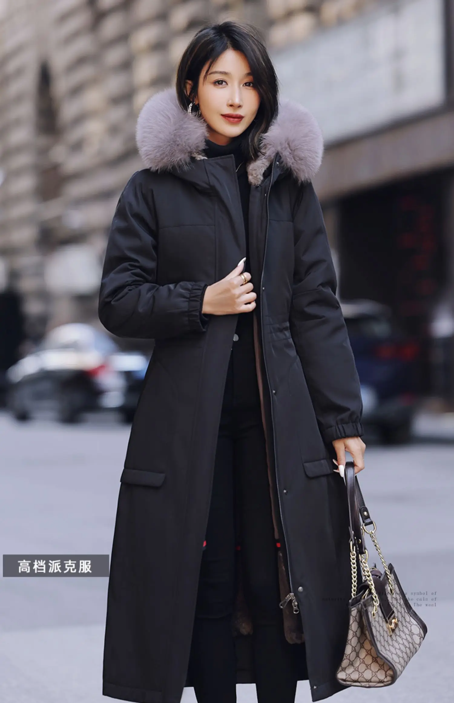 

2023Hot Sale Parkas Women Real Fur Coat Winter New Fox Fur Collar Rex Rabbit Inner Detachable Fur Coats Female Over Knee Fur Ja