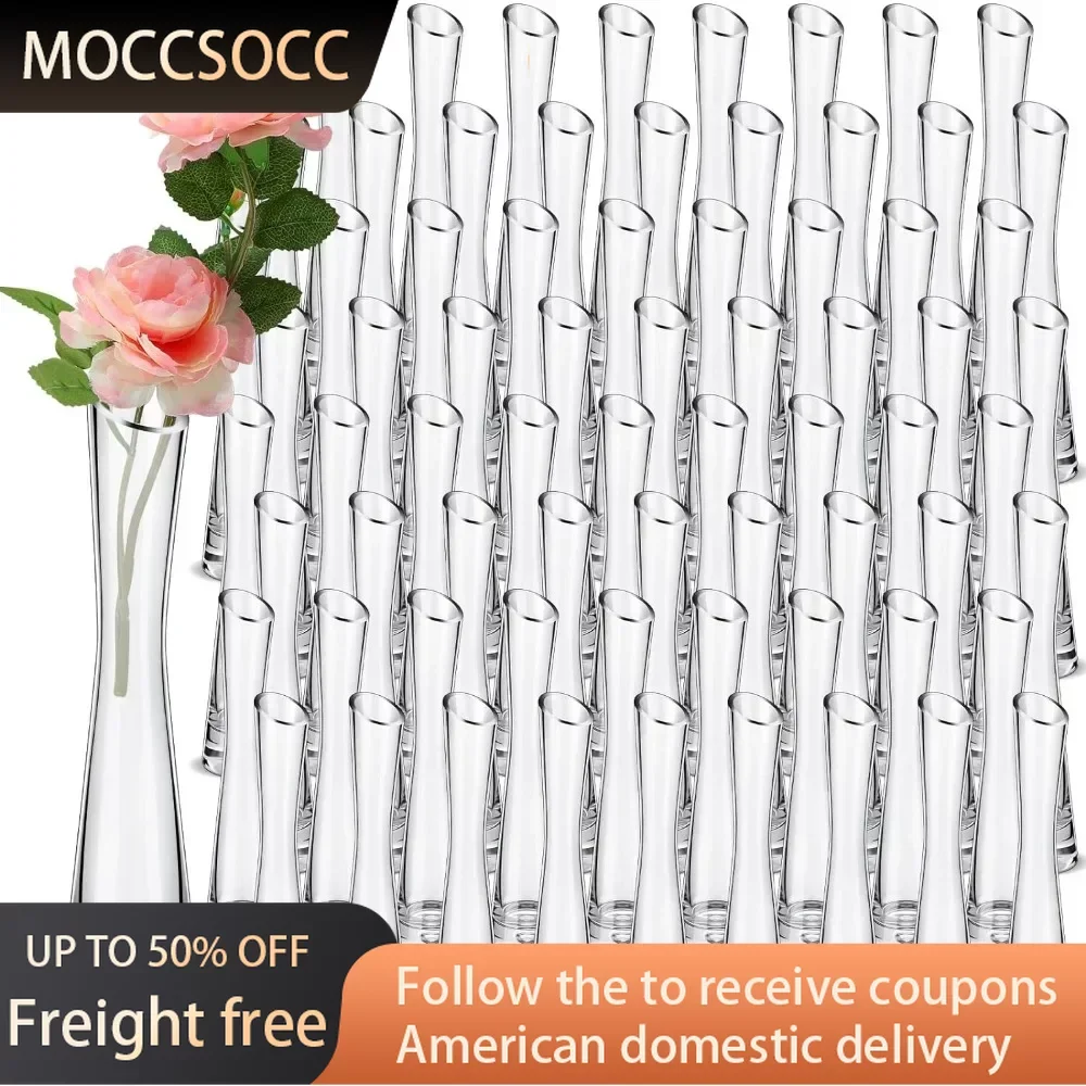 

72 Pcs Clear Tall Glass Bud Vases Bulk Single Stem Flower Glass Vase Skinny Decorative Cylinder Vases for Centerpieces Decor