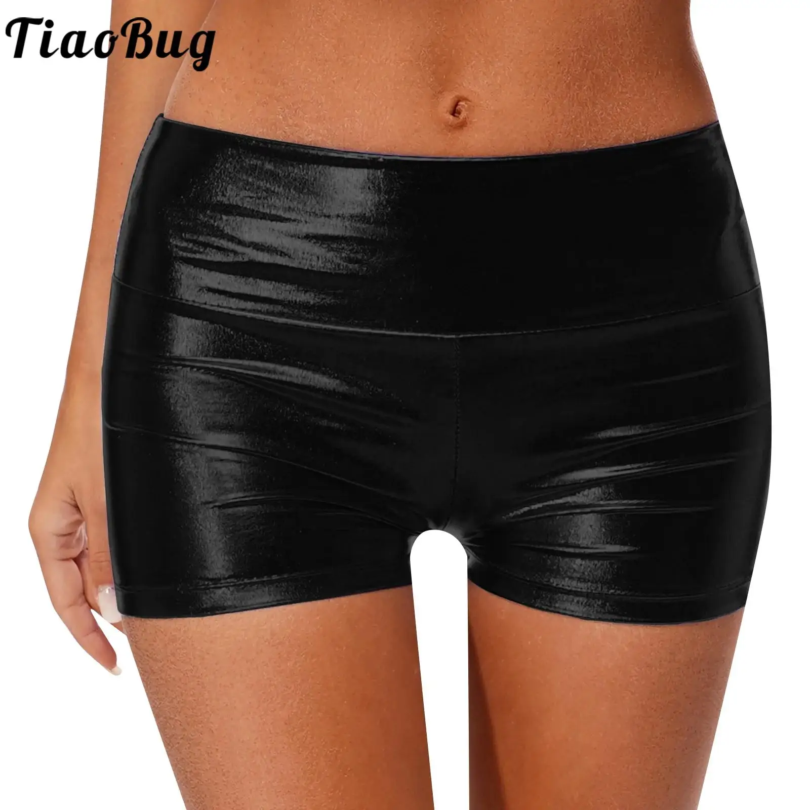 

Womens Sexy Shorts Pole Dance Shorts Mid Waist Solid Slim Fit Shorts Adult Shiny Metallic Rave Party Booty Shorts Dance Bottoms