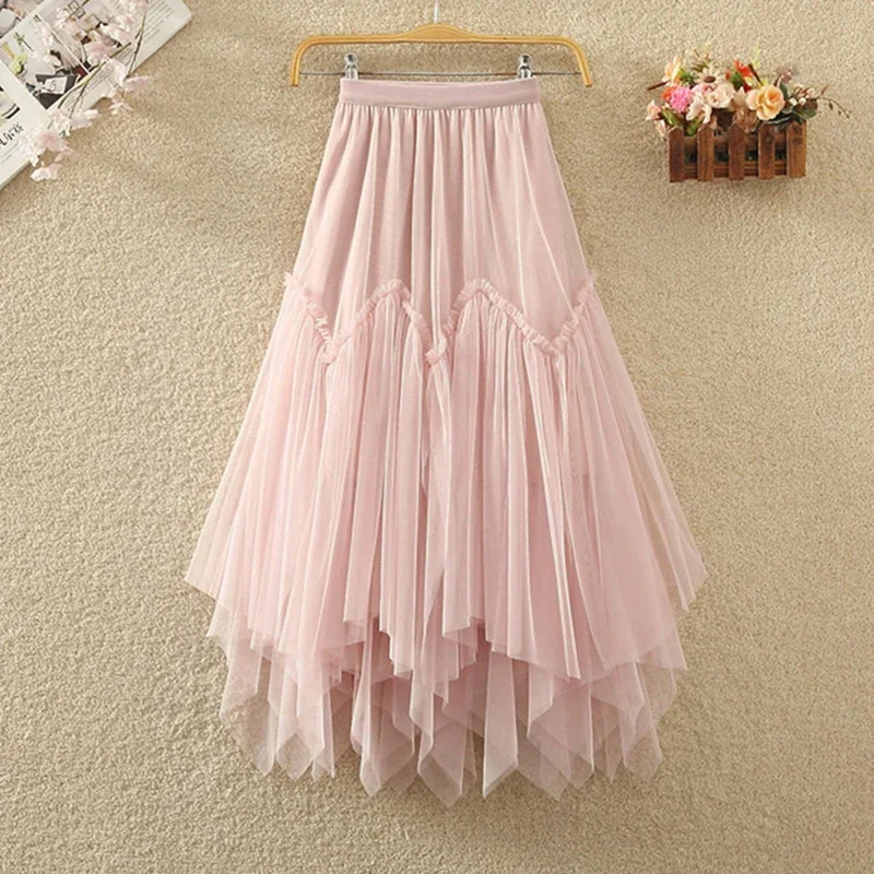 Tutu Tulle Long Skirt for Women 2023 Summer Korean Fashion Irregular Hem High Waist Pleated Mesh Midi Skirt Female Pink Z529
Tutu Tulle Long Skirt for Women 2023 Summer Korean Fashion Irregular Hem High Waist Pleated Mesh Midi Skirt Female Pink Z529