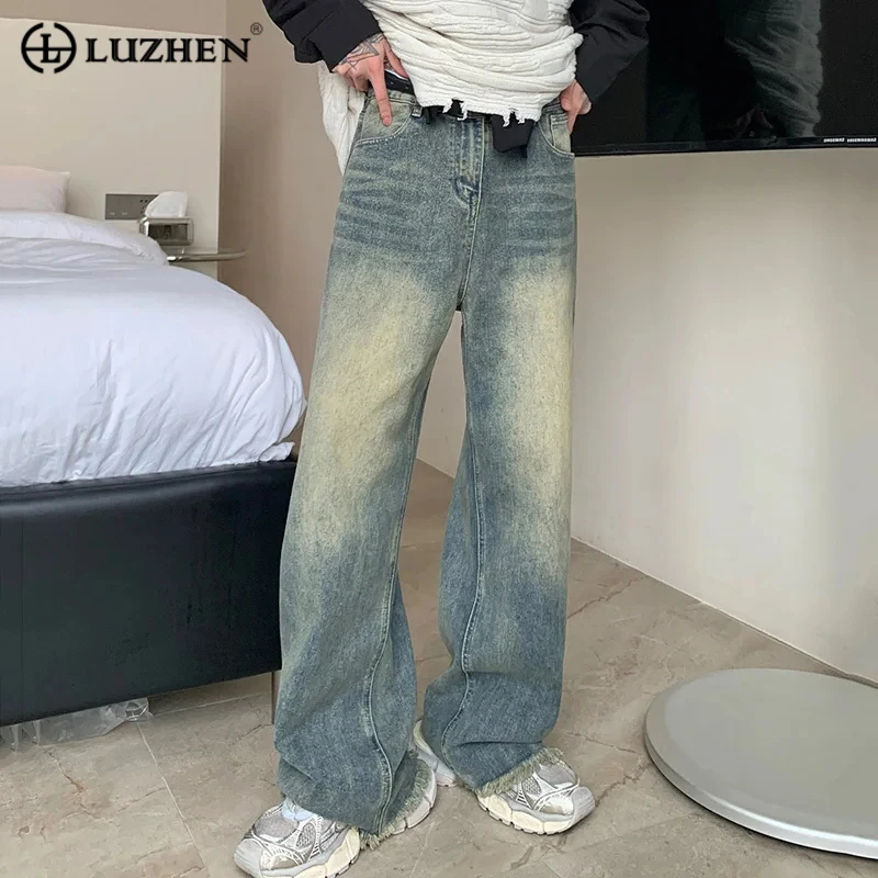 LUZHEN Trendy Men's Jeans High Quality Straight Tube Original Wide Leg Denim Pants Washed Vintage Worn Out Loose Trousers A80766
LUZHEN Trendy Men's Jeans High Quality Straight Tube Original Wide Leg Denim Pants Washed Vintage Worn Out Loose Trousers A80766