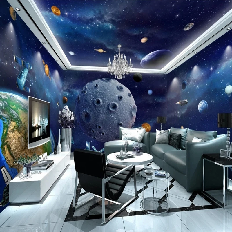 

Custom Size Universe Galaxy Earth Planet Theme Space Photo Mural Wallpaper for Kids Bedroom Living Room 3D Whole House Decor