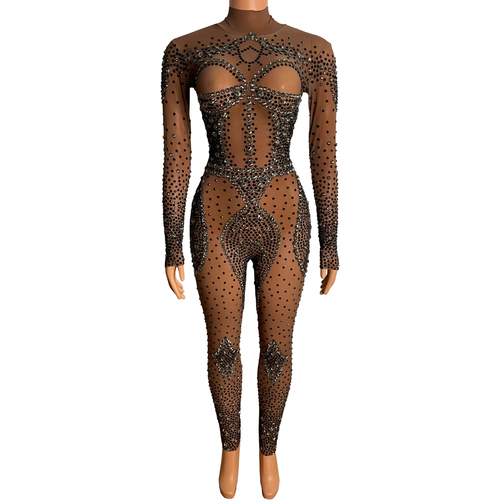 Rhinestones Mesh Transparent Jumpsuit Long Sleeve Sexy Tight Birthday Party Outfit Dancer Show Rompers Stage Wear
Rhinestones Mesh Transparent Jumpsuit Long Sleeve Sexy Tight Birthday Party Outfit Dancer Show Rompers Stage Wear