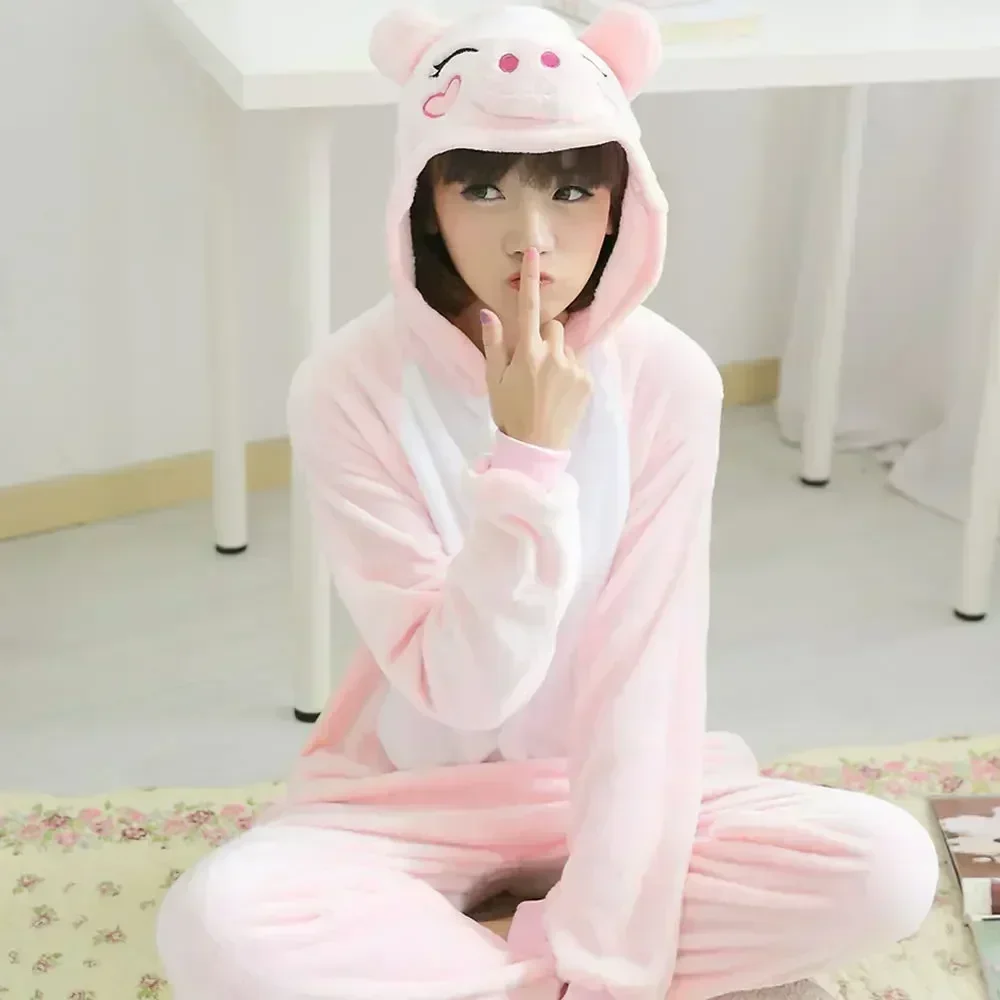 

Pink Pig Onesie Pajamas for Kids Pajama Jumpsuit Kigurumi Boy Pyjamas Girls Pijama Winter Flannel Women Men Animal Overalls