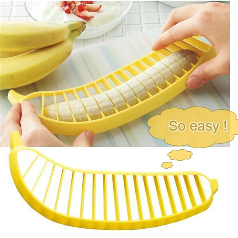 

Kitchen Gadgets Plastic Banana Slicer Cutter Fruit Vegetable Tools Salad Maker Banana Chopper Kitchen Tools Cooking Cut