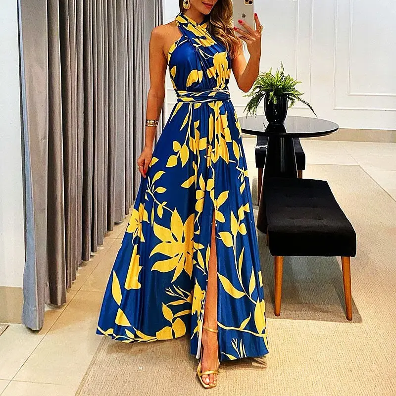 Striped Halter High Waist Split Hem Women's Dresses 2024 Summer New Arrival Fashion Clothing
Striped Halter High Waist Split Hem Women's Dresses 2024 Summer New Arrival Fashion Clothing