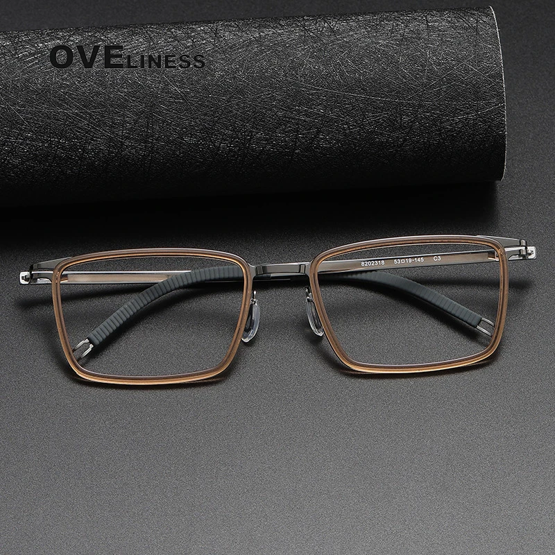 

Acetate Titanium Glasses Frame Men square Myopia Optical Women Prescription Eyeglasses frames 2023 Korean Screwless full Eyewear