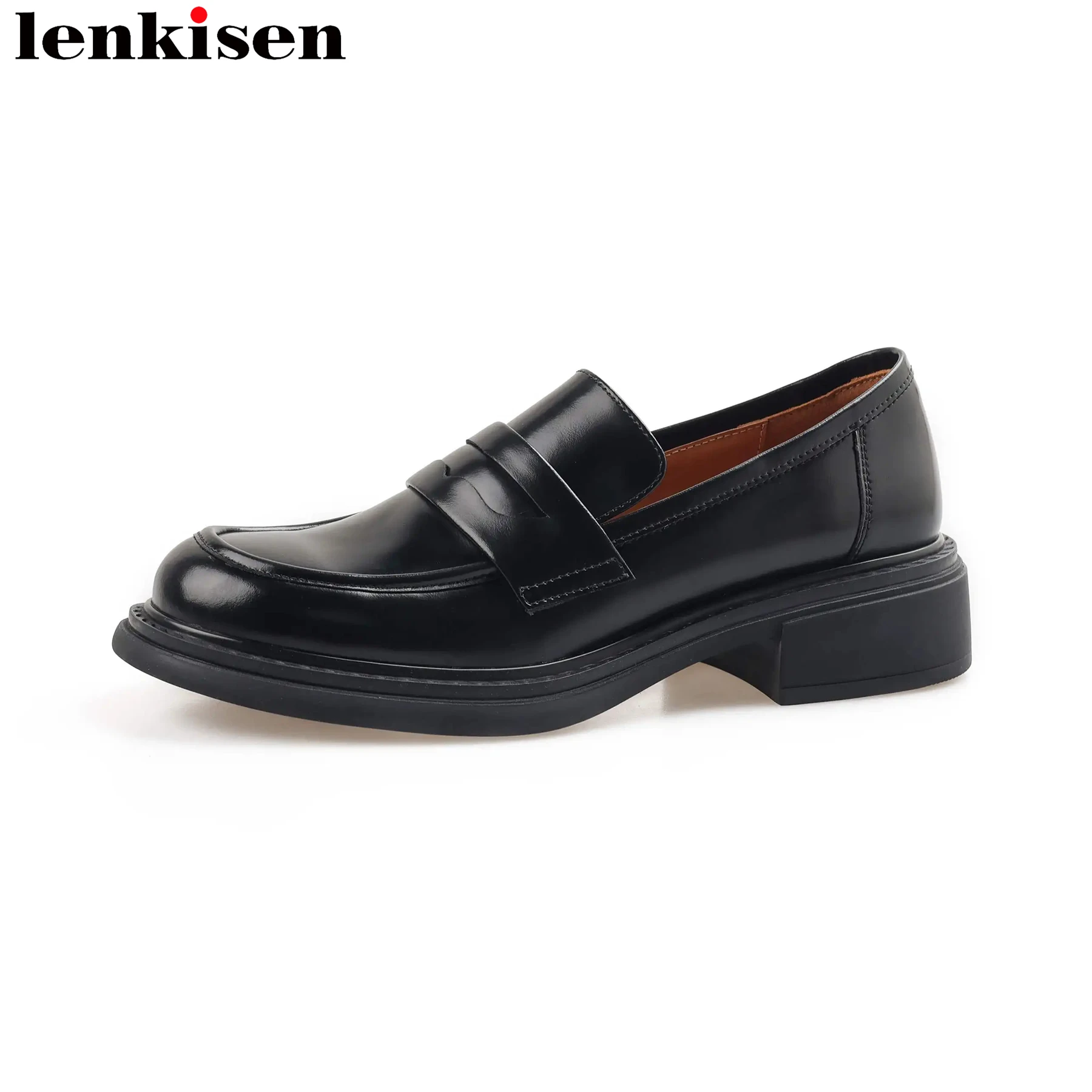 

Lenkisen Cow Leather Low Heels Spring Casual Oxford Shoes Concise Loafers Slip On Classics Vintage Comfortable Ins Women Pumps