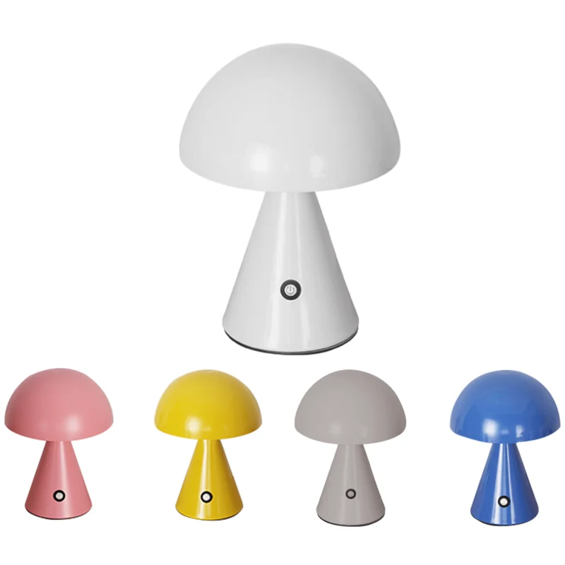 

Mushroom Bedside Lamp Rechargeable Cordless Dimmable Nightlight With 3 Colors Touch Control Ambient Lamp For Bathroom Hotel