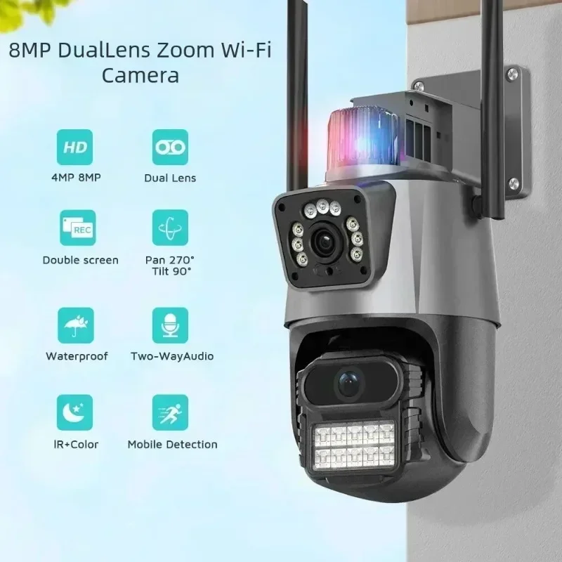 6MP HD WIFI IP Camera Dual Lens Waterproof 8X Hybrid Zoom Auto Tracking Security CCTV Video Surveillance Police Light Alarm
6MP HD WIFI IP Camera Dual Lens Waterproof 8X Hybrid Zoom Auto Tracking Security CCTV Video Surveillance Police Light Alarm