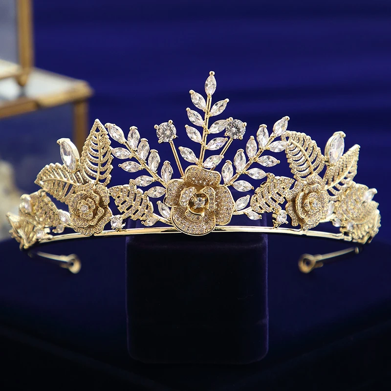 

Princess Crystal Zircon Wedding Crown Headpieces Bridal Tiara Headbands Accessories Brides Evening Hair Jewelry