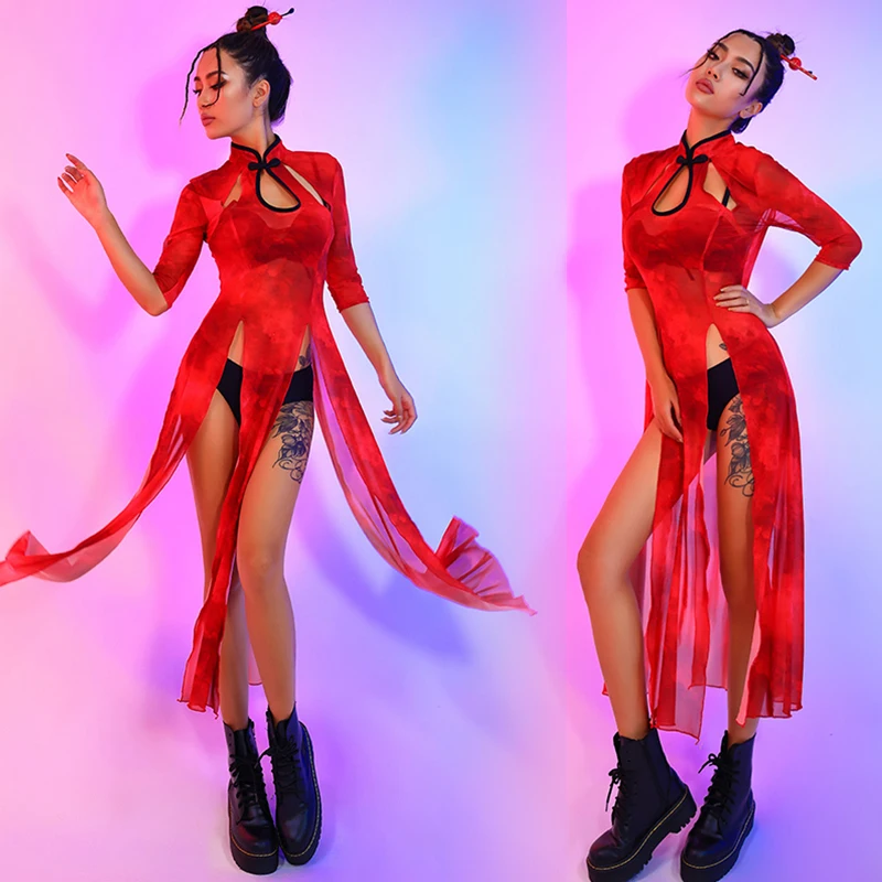 Sexy Chinese Style Jazz Dancer Outfit Nightclub Hiphop Gogo Dancing Costume Rave Outfit Slit Cheongsam Bar Dj Ds Clubwear YS3212
Sexy Chinese Style Jazz Dancer Outfit Nightclub Hiphop Gogo Dancing Costume Rave Outfit Slit Cheongsam Bar Dj Ds Clubwear YS3212