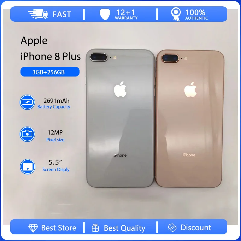 

Apple iPhone 8 Plus 4G Fingerprint Mobile Phone Original Used Unlocked 5.5" 64/256GB ROM Hexa-core IOS 12MP Camera Smartphones