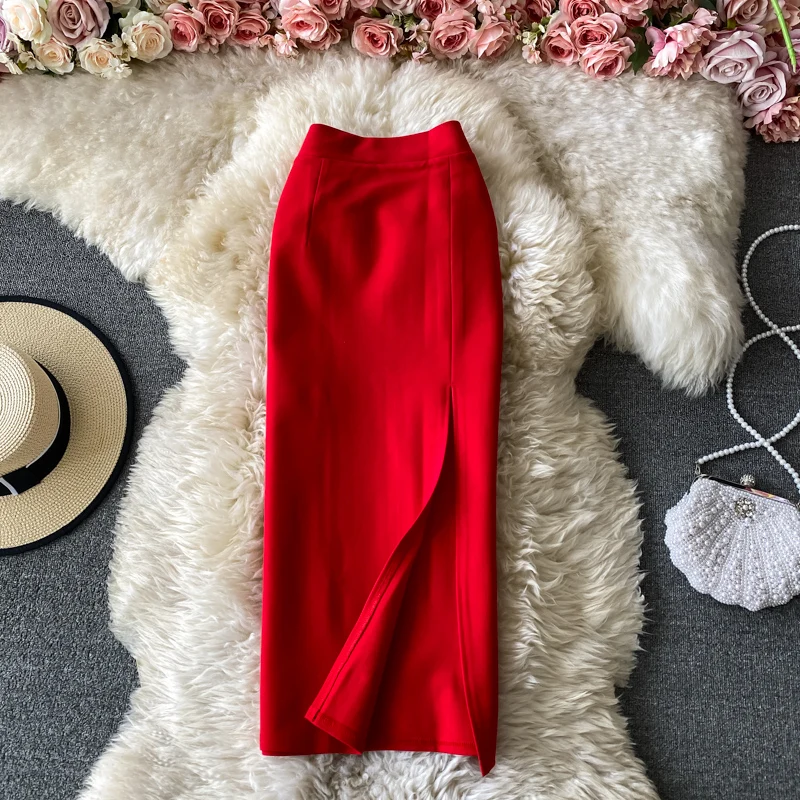 Luxury Designer Fashion Solid Color High Waist Skirt Medium Long Slim Stretch Skirt Split Skirt OL Professional Hip Skirt
Luxury Designer Fashion Solid Color High Waist Skirt Medium Long Slim Stretch Skirt Split Skirt OL Professional Hip Skirt