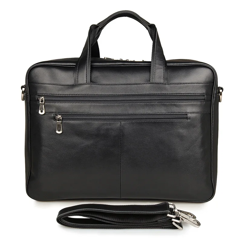 

Men's Genuine Leather Briefcase 16" Big Black Real Leather Laptop Tote Bag Cow Leather Business Bag Double Layer Messenger Bag
