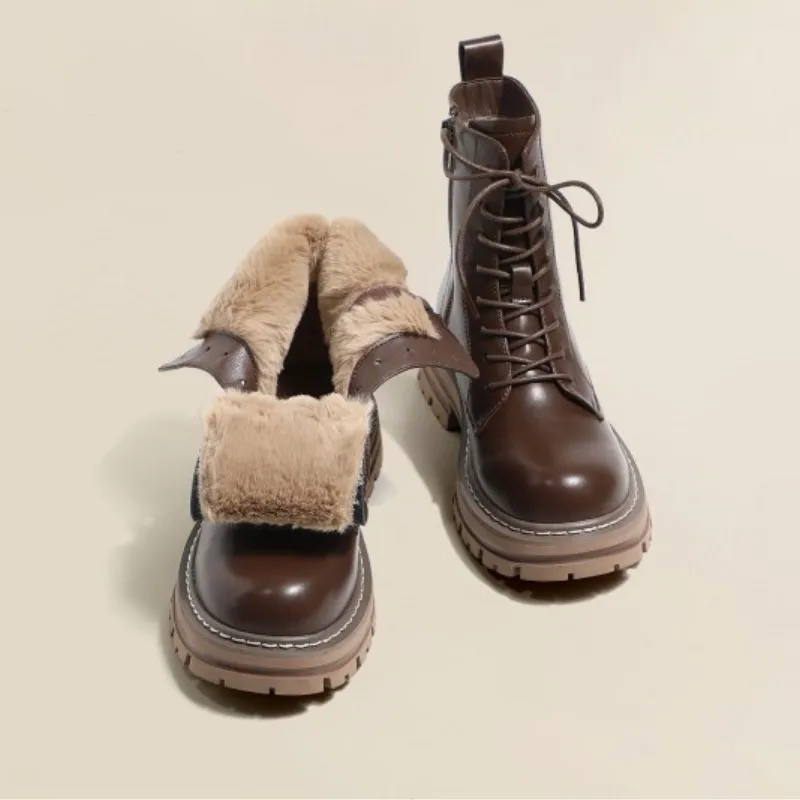 Водонепроницаемые зимние сапоги, женские осенне-зимние Утепленные плюшевые ботинки на платформе, женские теплые Нескользящие ботинки из искусственной кожи в английском стиле
Водонепроницаемые зимние сапоги, женские осенне-зимние Утепленные плюшевые ботинки на платформе, женские теплые Нескользящие ботинки из искусственной кожи в английском стиле