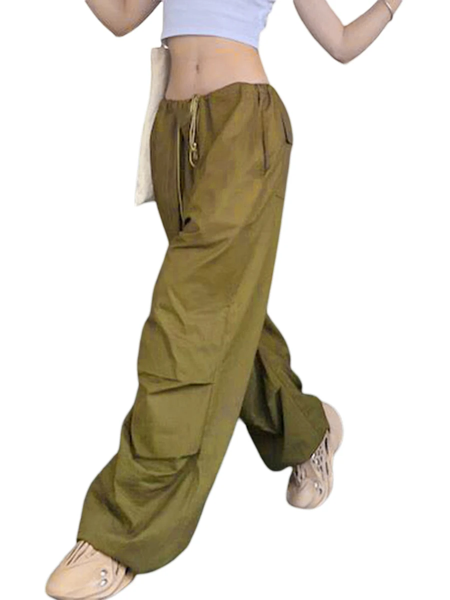 

Женские повседневные брюки-карго с эластичным поясом, свободные брюки на шнуровке, широкие мешковатые брюки, уличная одежда