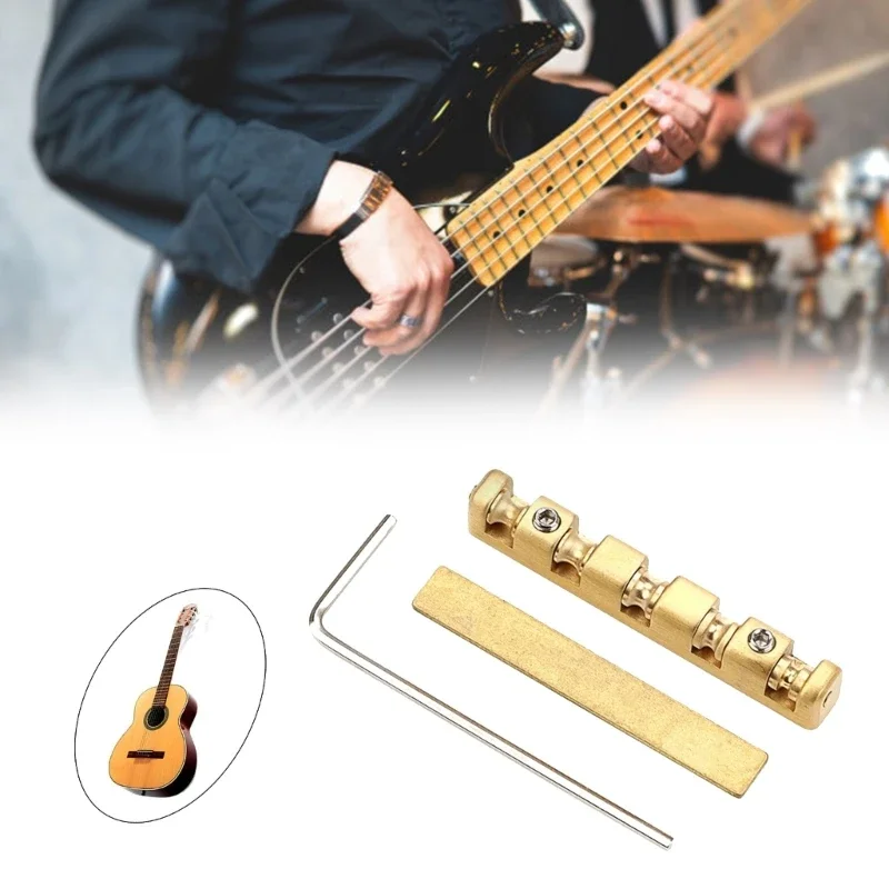 Регулируемая по высоте 5-струнная гайка для электрических басов, латунная роликовая гайка, замена гайки для электрических или