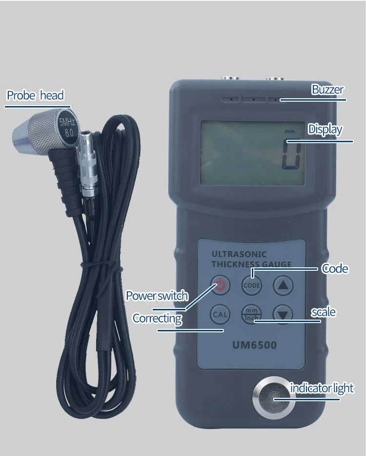

UM6500 High Accuracy Portable Handheld Ultrasonic Thickness Gauge Meter