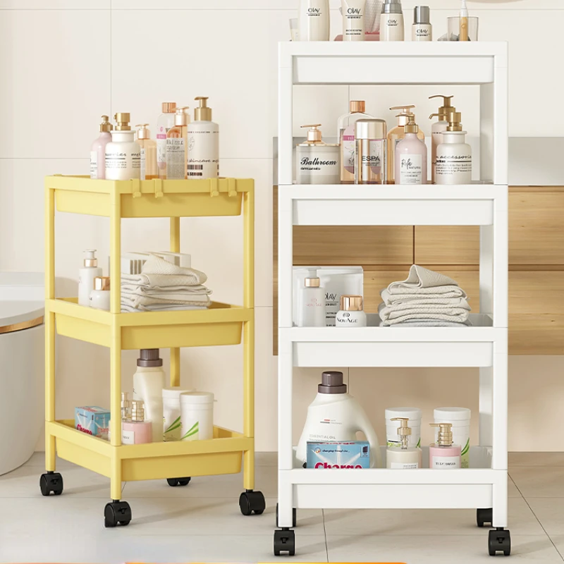 

Large-capacity Floor Cosmetic Shelves Household Multi-layer Slit Storage Organizer Multi-level Bathroom Trolley Portable Rack