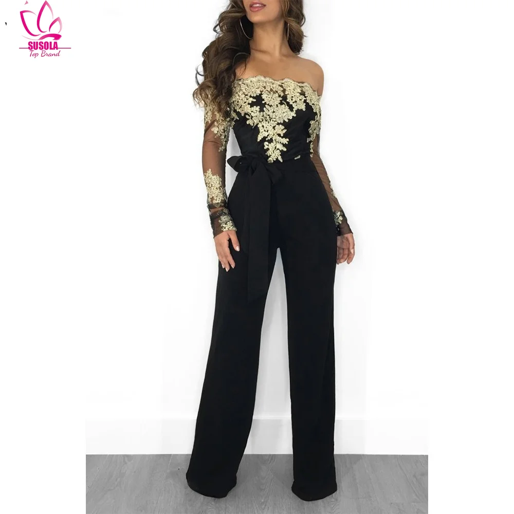 Appliques Lace Patchwork Jumpsuit Women Sexy Off Shoulder Slash Neck Long Sleeve Women Jumpsuit Elegant Wide Leg Jumpsuit 2XL
Appliques Lace Patchwork Jumpsuit Women Sexy Off Shoulder Slash Neck Long Sleeve Women Jumpsuit Elegant Wide Leg Jumpsuit 2XL