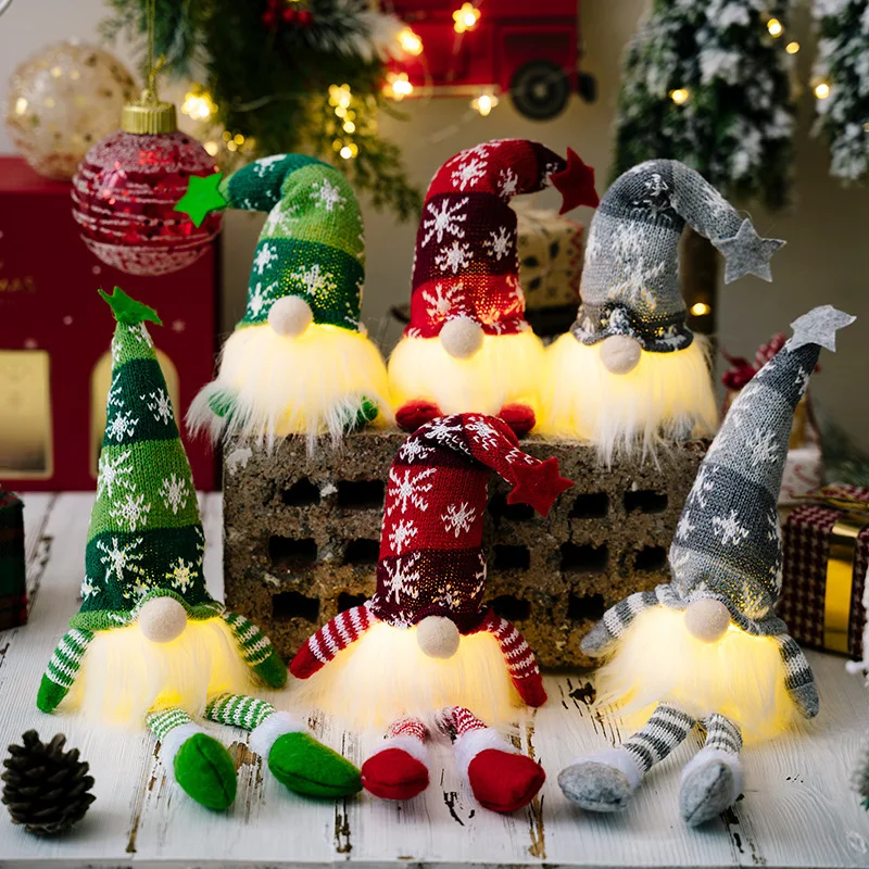 

Светящаяся безликая Рождественская Кукла гном, Рождественское украшение для дома, Рождественский подарок на Новый год, новый год, 35 см, новая модель, 6 стилей