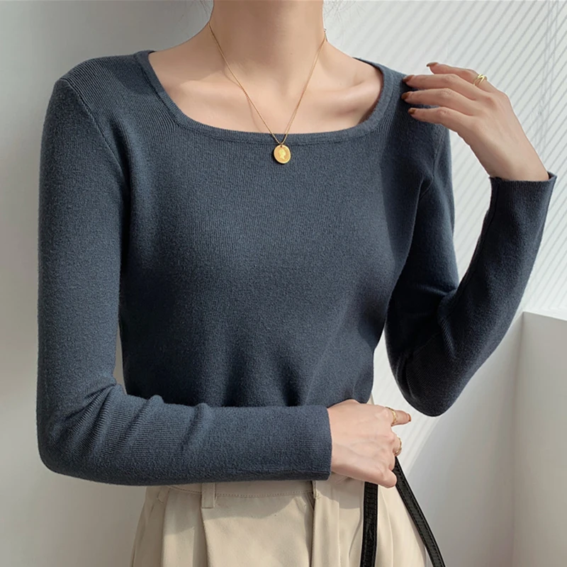 Sweaters For Women 2023 Autumn Basic Square Collar Solid Pullover Slim Casual Sweater Mujer Knitted Long Sleeve Top Pull Femme
Sweaters For Women 2023 Autumn Basic Square Collar Solid Pullover Slim Casual Sweater Mujer Knitted Long Sleeve Top Pull Femme