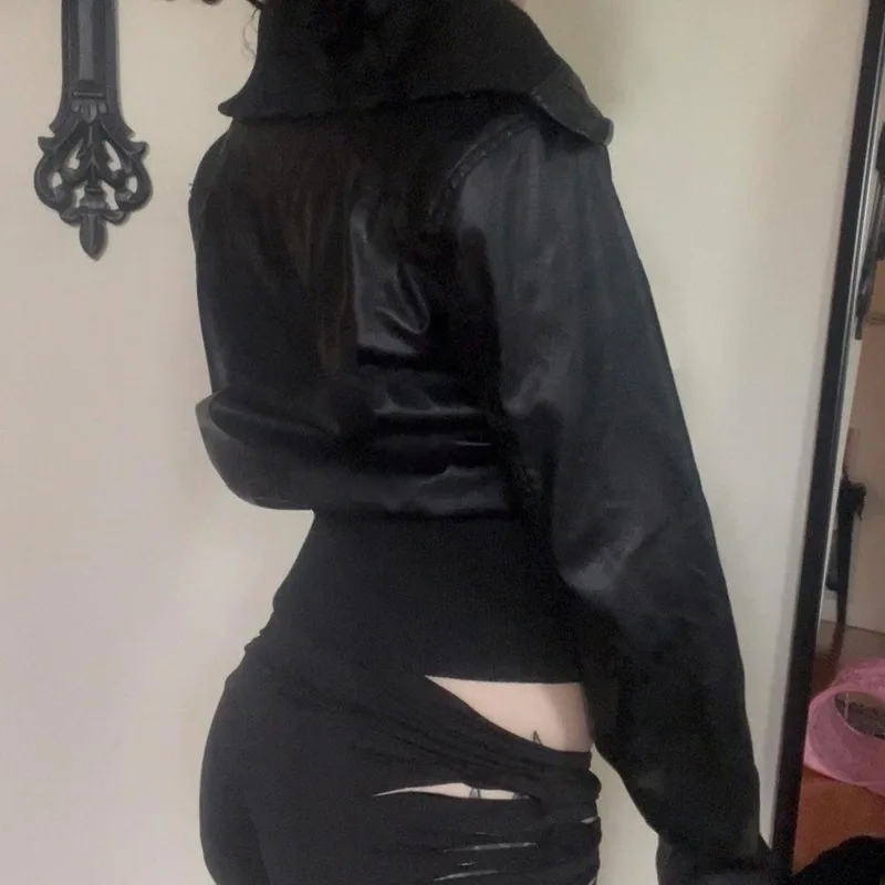 AltGoth Amercian Vintage Pu Leather Jacket Women Streetwear Harajuku Grunge Emo Alternative Grunge Zipper Casual Coats Female 42 S69c6be0bfbe34618bed833f8a46a976aF