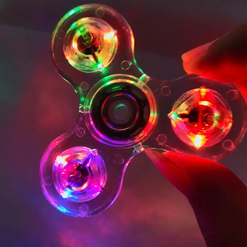 

Fidget Spinner Crystal top transparent LED Light Up Fingertip gyro Toy children's decompresion artifact Glow in The Dark toys