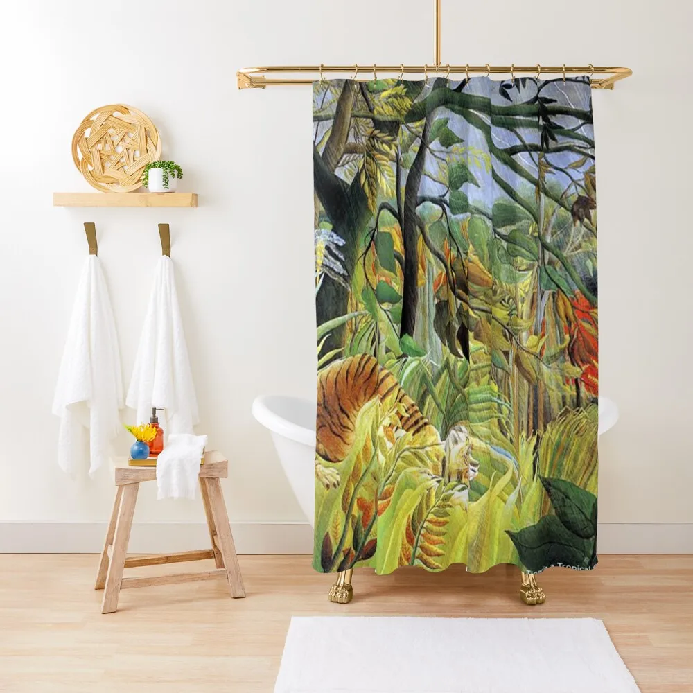 

Favourite Artist - Henri Rousseau - Tiger In A Tropical Storm (Surprised!) Shower Curtain Waterproof Bathroom Shower Curtain
