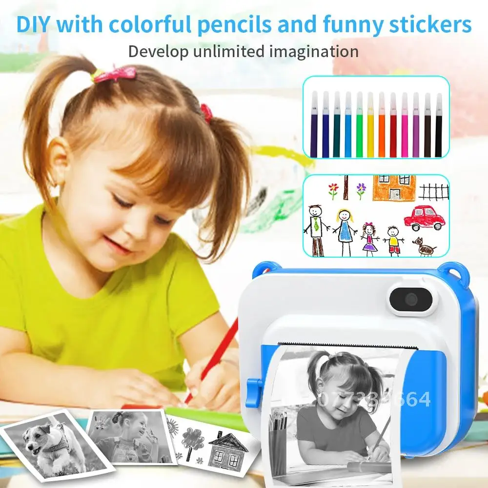 

Kids Instant Print Camera Digital No Ink Video Camera With Thermal Printer Kid Digital Photo Camera Girl's Toy Child Cam Selfie