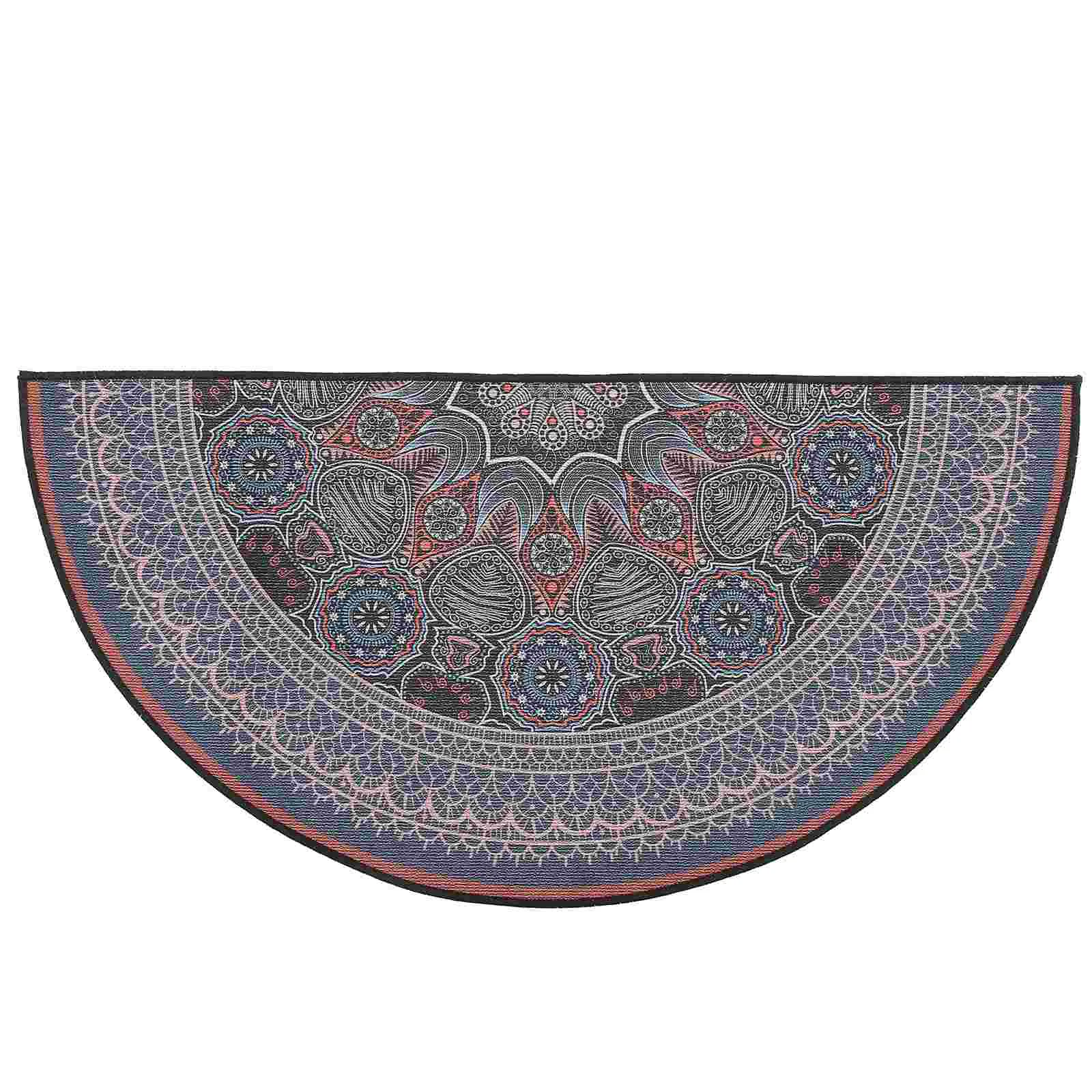 

Washable Rug Semicircular Bohemian Style Mat Mandala Door Floor Entrance Bathroom Half Round Funky Rugs