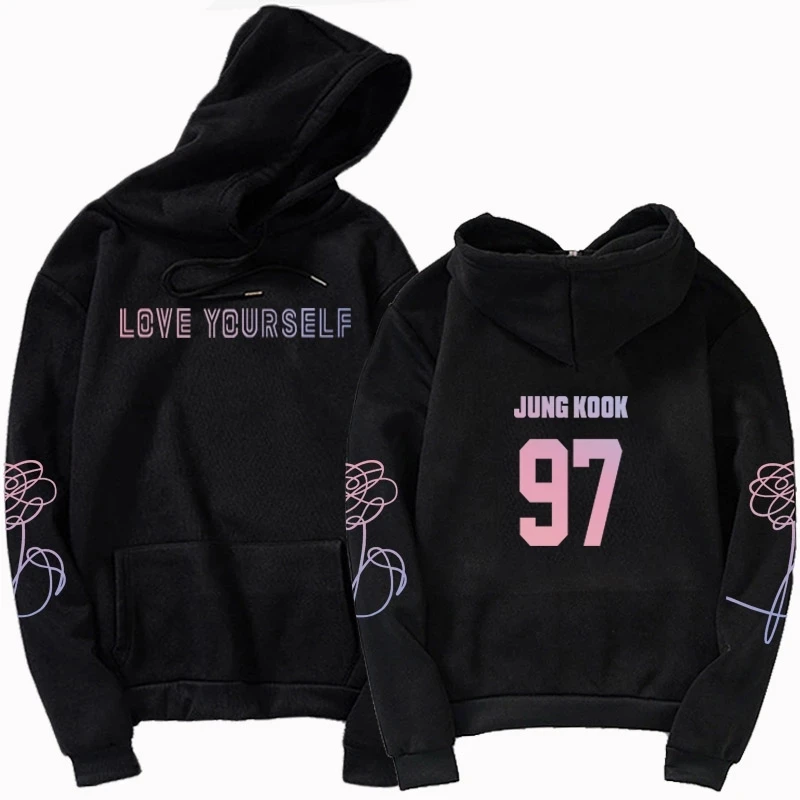 

Jungkook Unisex Hoody Kpop Jimin Suga hoodies 97 Sweatshirt Love yourself hoody sweatshirt Harajuku Bangtan Boys 94 95 92 Hoody