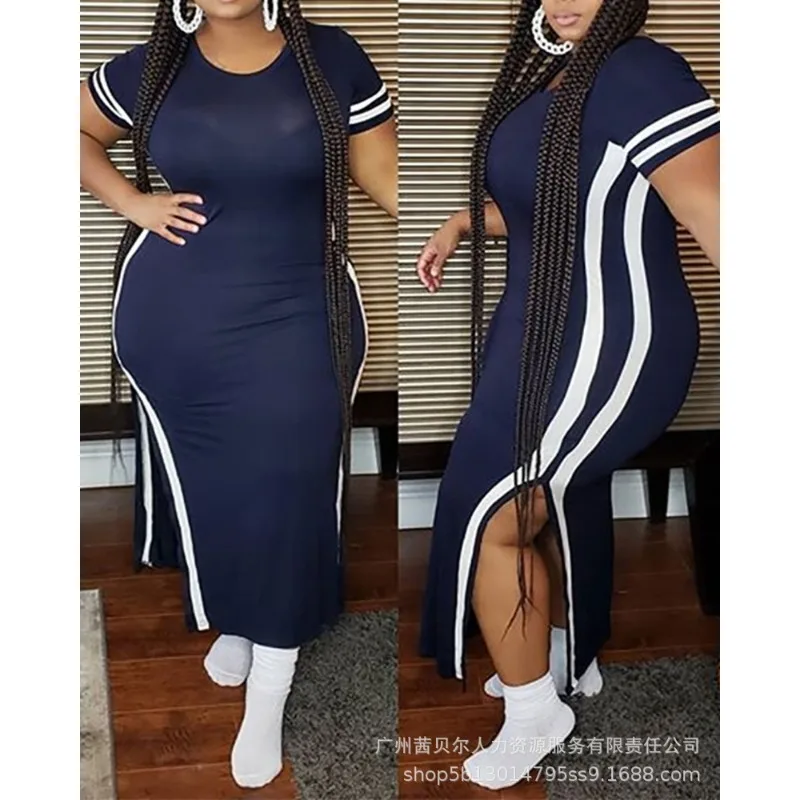 Women's Sexy Slim Fit Striped Slit Dress New Summer Dress Women's Fashion Short Sleeve Round-Neck High Waist Dress
Women's Sexy Slim Fit Striped Slit Dress New Summer Dress Women's Fashion Short Sleeve Round-Neck High Waist Dress