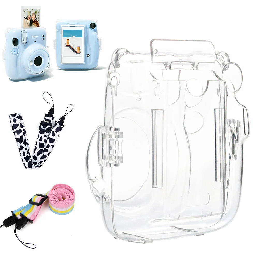 

New For Fujifilm Instax Mini 11 Cases Transparent Crystal Plastic Cover Camera Protect Case Bag With Photo Pouch Crystal Shell