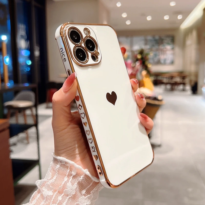 Silicone Electroplated  Heart Shaped iPhone Case
