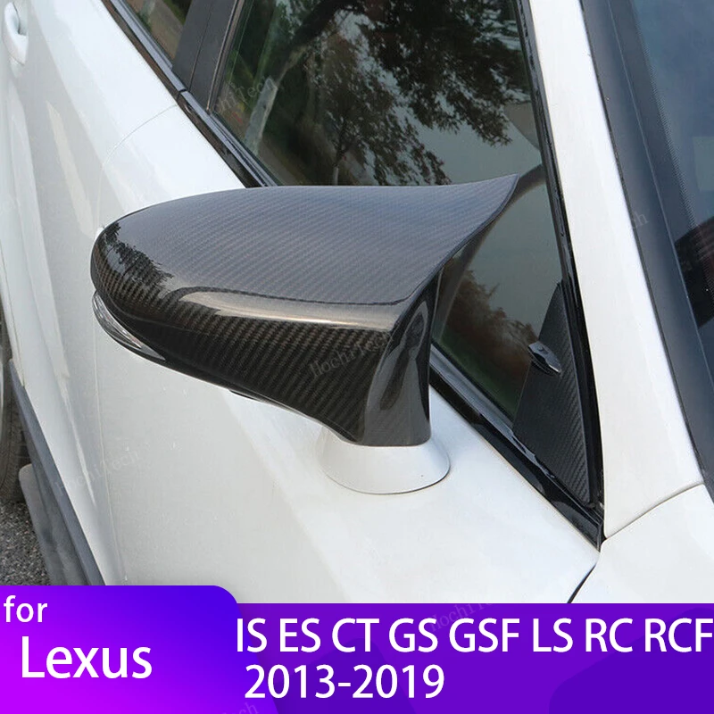 

Real Carbon Fiber Side Door Mirror Cover Styling for Lexus IS ES CT GS GSF LS RC RCF 2013-2019 Add on Horn Sport Look Cap