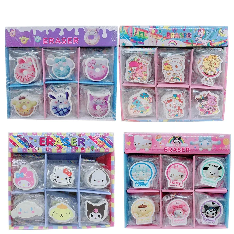 

30 шт. Sanrio аниме Карандаш Ластик Hello Kitty Melody Kuromi Cinnamoroll Pachacco ластики студенческие канцелярские принадлежности Школьные принадлежности приз