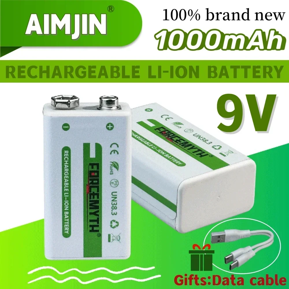 9V 1000mAh Li-ion Rechargeable Battery 6F22 Micro USB 9v Lithium Batteries for Multimeter Microphone Toy Remote Control KTV
9V 1000mAh Li-ion Rechargeable Battery 6F22 Micro USB 9v Lithium Batteries for Multimeter Microphone Toy Remote Control KTV