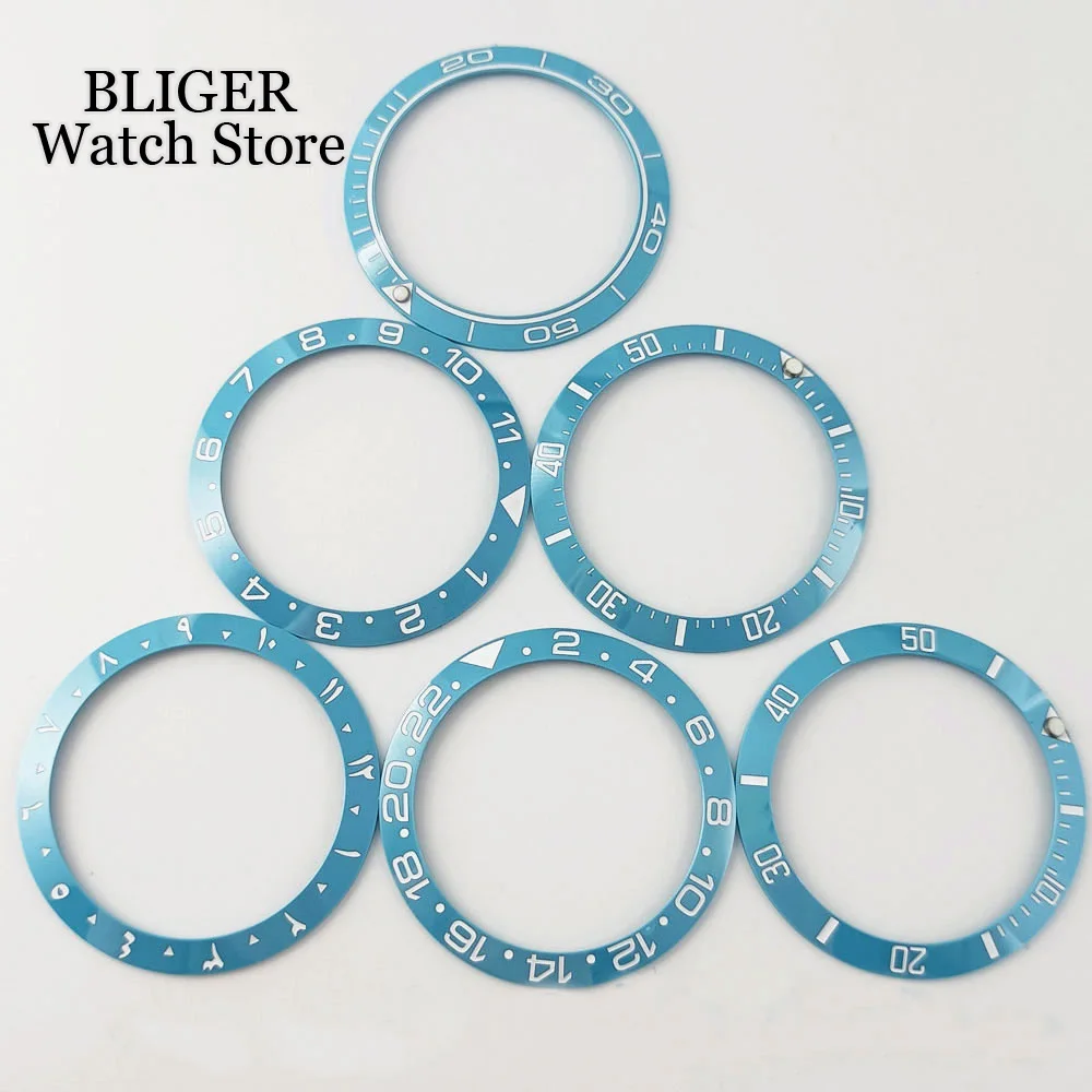

Sky Blue New 38mm*30.6mm Slope Watch Bezel Insert for 40mm NH35 NH36 NH34 Mens Watch Replace Watch Accessories Parts